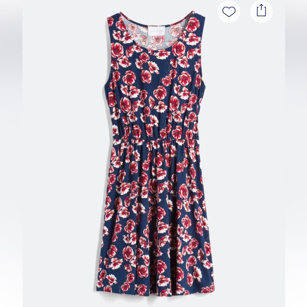 French Grey Pink and Blue Sleeveless Scoop Neck Sundress Evalynn